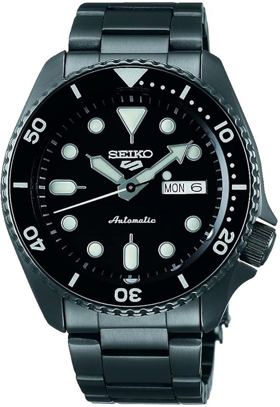 SEIKO Automatic Watch for Men - 5 Sports - Day/Date Calendar, LumiBrite Hands and Markers, and Rotating Bezel, 100m Water-Resistant