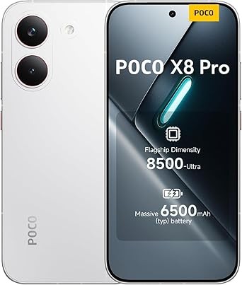 XIAOMI Poco X8 PRO 5G Ai (Compatible with Tmobile Mint Tello & Global) (256GB + 8GB) 6.59" 50MP Gamers Phone NFC Dual sim Unlocked Model 2511FPC34G Liberado (White)